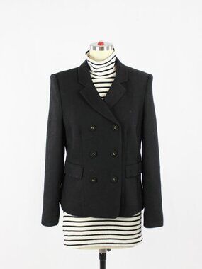 JOSEPH Black Virgin Wool Slim Fit Double Breasted Blazer, Size 40/S